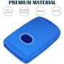 Lcyam Remote Key Fob Covers Durable Silicone Case Fits for 4 Button Keys on Side 2019 2020 Mazda 3 CX-30 CX-5 CX-9 Mazda 6 (Black Blue)