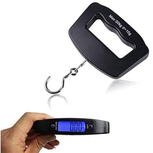 Odowalker Fishing Scale Luggage Weighing Scale Digital Electronic Balance Backlit LCD Display Scales with Hanging Hook,50 Killogram / 110 lb - Big Handle