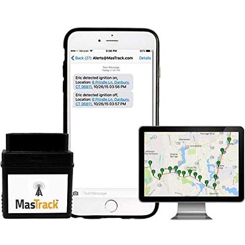 MasTrack- GPS Tracker W/No Contract | Track On Computer Smartphone | Fleet Monitoring Tracking Employees, Teens, Spouse| Plug Into OBD Port Instant Alerts & Engine Diagnostics