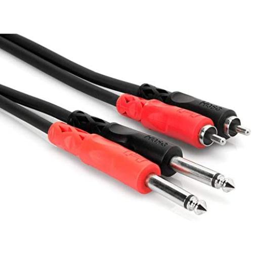 Hosa CPR-202 Dual 1/4'' TS to Dual RCA Stereo Interconnect Cable, 2 Meters