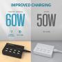 USB Charger Station, Powstick Desktop USB Charging Hub 8 Ports 60W 12A with Mixed Cables Multi Port Charging Block for iPhone 11 Pro Max XS XR 8 Plus, iPad Pro Air Mini, Galaxy S9 Edge Tablet & More