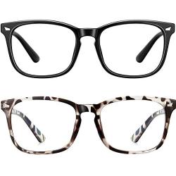 Blue Light Blocking Glasses Square Computer Glasses Women/Men,Wearpro 2PACK Nerd Reading Gaming Glasses Non Prescription