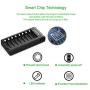 POWEROWL 8 Bay AA AAA Battery Charger, USB High-Speed Charging, Independent Slot, for Ni-MH Ni-CD Rechargeable Batteries, No Adapter