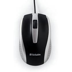 Verbatim Optical Mouse - Wired with USB Accessibility - Mac & PC Compatible - Silver