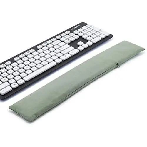Keyboard Wrist Rest Pad, Washable Keyboard Mouse Wrist Support Pad Bean Bag for Carpal Tunnel, Office Workers, Massage Ergobeads & Cotton Fabric (Army Green)