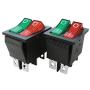 Twidec/2Pcs AC 20A/125V 15A/250V DPDT 6 Pins 2 Position ON/Off Red and Green Button with Light LED Light Illuminated Boat Rocker Switch Toggle（Quality Assurance for 1 Years）KCD2-2101N-RG