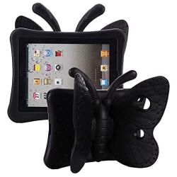 Tading iPad 10.2 Case 2020, iPad 7th Generation Case for Kids, Cute Butterfly Shockproof EVA Foam Super Protection Kid Proof Protective Stand Cover for iPad 10.2 Inch 2019 7th 2020 8th Gen - Black