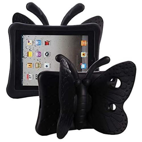 Tading iPad 10.2 Case 2020, iPad 7th Generation Case for Kids, Cute Butterfly Shockproof EVA Foam Super Protection Kid Proof Protective Stand Cover for iPad 10.2 Inch 2019 7th 2020 8th Gen - Black