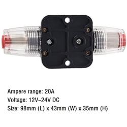 ANJOSHI Circuit Breaker 20A 20-300amp Reset Fuse Holder Inline Fuse for Car Audio and Amps Overload Protection 12V-24V DC Replace Fuses