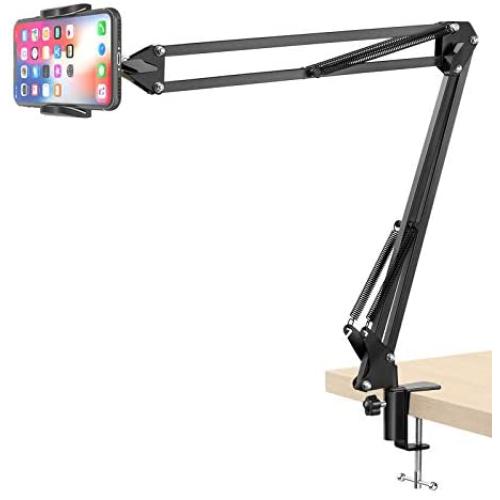 Klsniur Cell Phone Holder, Universal Phone Stand Clip Lazy Bracket Flexible Articulating Arm Phone Mount Compatible with iPhone 12 11 Pro Xs Max XR X 8 7 6 6s Plus, Samsung S10 S9 S8 S7 S6