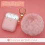 CTYBB for Airpod Case,Silicone Airpods Case Cover with Fur Ball Keychain Compatible with Apple Airpods 2/1 (Front LED Visible) Light Pink