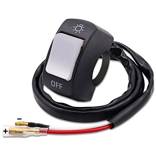 Ourbest Handlebar Switch 12V 7/8inch 22mm On Off Push Button for Bicycle Motorcycle Scooter Headlight/Fog Light/Driving Lamp Toggle Switch Grey