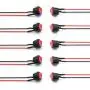 DaFuRui Round Red Rocker Switch 24V, 15PCs Mini 2 Position ON/Off Switch SPST Red Button with Wire