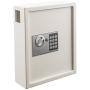 AdirOffice 40 Keys Cabinet with Digital Lock - Electronic Key Safe - Pin Code Keyless Storage Box for Keys - Secure Steel Lockbox - Scratch Resistant Powder Coated - Wall Anchor (White)