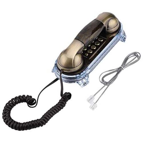 Socobeta Telephone Antique Retro Wall Mounted Telephone Corded Phone Landline Fashion Telephone for Home Hotel(Bronze)