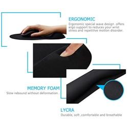 GIM Keyboard and Mouse Pad with Gel Wrist Rest Support, Memory Foam Set with Non Slip Rubber Base for Office, Gaming, Computer, Laptop and Mac