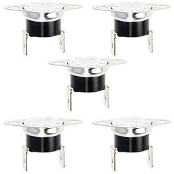 Fielect 5Pcs KSD301 Thermostat 130ｰC/266ｰF N.C Snap Disc Limit Control Switch Microwave Thermostat Thermal Switch Silver Tone Bent Feet
