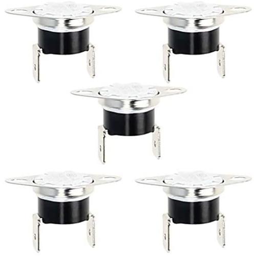Fielect 5Pcs KSD301 Thermostat 130ｰC/266ｰF N.C Snap Disc Limit Control Switch Microwave Thermostat Thermal Switch Silver Tone Bent Feet