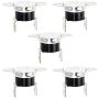 Fielect 5Pcs KSD301 Thermostat 130ｰC/266ｰF N.C Snap Disc Limit Control Switch Microwave Thermostat Thermal Switch Silver Tone Bent Feet