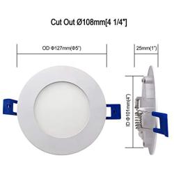 JULLISON LED Recessed Low Profile Slim Panel Light with Junction Box, Air Tight, 4 inch, 9W, 550 Lumens, 5000K Daylight White, CRI80+, Dimmable, cETLus - Listed, Energy Star Certified - 4 Packs