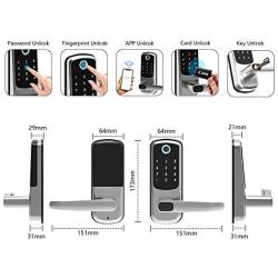 Smart Lock, CATCHFACE Digital Electronic Bluetooth Front Door Smart Lock with Fingerprint App Code and IC Card Mechanical Key,Keyless Entry Door Lock for Home Office Apartment Garage School Airbnb