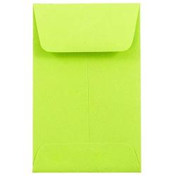 JAM PAPER #1 Coin Business Colored Envelopes - 2 1/4 x 3 1/2 - Ultra Lime Green - 50/Pack
