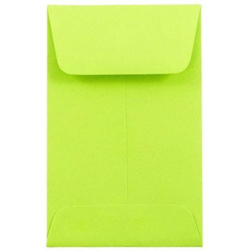 JAM PAPER #1 Coin Business Colored Envelopes - 2 1/4 x 3 1/2 - Ultra Lime Green - 50/Pack