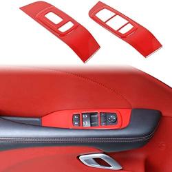 Window Lift Switch Button Panel Cover Trim Interior Accessories for Dodge Challenger 2015-2020 (Red)