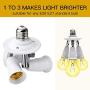 JACKYLED 3 in 1 Light Socket Splitter E26 E27 Adapter Converter for Standard LED Bulbs 360 Degrees Adjustable 180 Degree Bendable Max Watt 180W