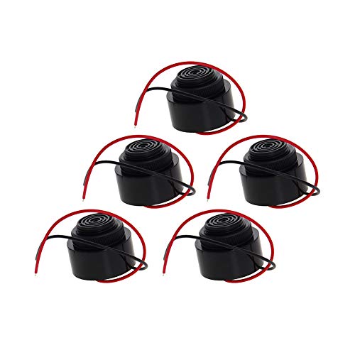Fielect Electronic Buzzer Active Piezo Buzzer Electronic Buzzerphone Beep Tone Speaker Alarm DC 12V 90dB 5Pcs 4.3x3.3cm
