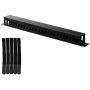 Lancher 19 Inch 1U Cable Management Horizontal Cable Rack Mount Manager with mounting Screws for Service Rack Cabinet 24 Slot Finger Duct with Cover