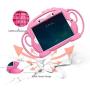 CHINFAI Kids Case for iPad 2017/2018 [Double-Faced Monkey Series] Shock Proof Handle Stand Silicone Protective Cover for 9.7 inch iPad Pro/Air/Air2/5th/6th Tablet (Pink)