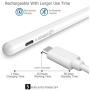 SURITCH Active Stylus Pen Rechargeable 1.5mm Fine Point Digital Electronic Smart Pen with Artists Glove Compatible with iPad iPhone Samsung Kindle Android Tablet and Other Touch Screen Devices-White