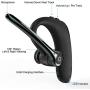 Bluetooth Headset V5.0 Wireless Bluetooth Earpiece, 16 Hrs HD Talktime Noise Reduction Handsfree Headset with Microphone for iPhone/Android/Samsung/Laptop - Black