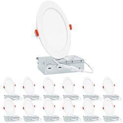 Yueximei 12W 6 Inch Ultra-Thin Recessed Ceiling Light with Junction Box,5000K Daylight, 100W Equiv, Dimmable, 900LM High Brightness, Hotels, Home,Corridors， ETL&Energy Star Certified,12 Pack