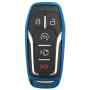 Blue TPU Key Fob Case Holder Jacket Protector for Ford Fusion F-150 Edge Explorer Mustang Lincoln MKZ MKC 2/3/4/5 Buttons Smart Key(NOT fit Flip/Folding key)