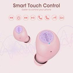 Wireless Earbuds, Mpow M12 Bluetooth Earbuds, Wireless Charging & USB-C Charging Case Bluetooth Headphones Wireless Earphones w/Mic, Bass Sound/IPX8 Waterproof/Touch Control/25 Hrs/Dual Modes, Pink