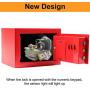 SamYerSafe Safe Box with Sensor Light,Security Safe with Electronic Digital Keypad Money Safe Steel Construction Hidden with Lock，Wall or Cabinet Anchoring Design for Office Home Hotel (Red)