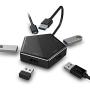 New Pentagonal 4-Port USB3.0 Hub,Rechargeable High-Speed Splitter with Micro External Power Jack