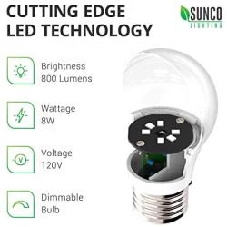 Sunco Lighting 6 Pack A15 LED Bulb, 8W=60W, 4000K Cool White, Dimmable, 800 LM, E26 Base, Refrigerator & Fan Light - UL, Energy Star