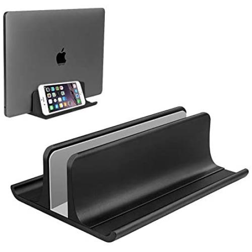 Vertical Laptop Stand Holder Adjustable Desktop Notebook Dock Space-Saving Three-in-one for All MacBook Pro Air, Mac,HP, Dell, Microsoft Surface,Lenovo, up to 17.3 inch Black