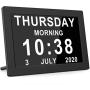 Digital Alarm Clock Wall Bedroom Calendar, 16 Reminders 5 Custom Alarms, Memory Loss Elderly Seniors Dementia Sufferers Alzheimers Vision Impaired Children - Black
