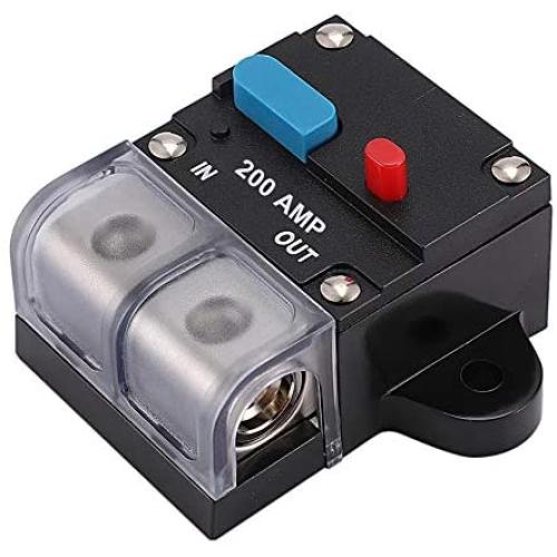 OUHL 150A 200A Circuit Breaker Manual Reset, 0-8 Gauge Trolling Motor Auto Car Stereo Audio Inline Fuse Block Holders Inverter for Automotive Rv Marine Boat (200A)