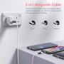 Melonboy Magnetic Charging Cable(3 Pack, 3.3ft/6.6ft/6.6ft), Soft & Tangle-Free Liquid Silicone Cable, 3 in 1 Magnetic Phone Charger Cable Compatible with Type-C, Micro USB and iProduct Devices - Pink