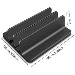 Vertical Laptop Stand Adjustable Desktop Aluminum MacBook Stand with Adjustable Dock Size, Fits All MacBook, Surface, Chromebook and Gaming Laptops (Up to 17.3 inch) (Black)