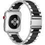 Fullmosa Compatible Apple Watch Band 40mm 44mm 38mm 42mm with Watch Case, Stainless Steel Metal for Apple Watch Series SE 6 5 4 3 2 1 Bands, 38mm 40mm Silver+Black