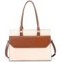 CLUCI Briefcase for Women Oil Wax Leather Vintage 15.6 Inch Laptop Business Shoulder Bag Beige with Brown