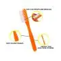 Dukal Toothbrushes. Pack of 144 Orange Toothbrushes with Short Handle. Soft polypropylene bristles. Rounded polish tips. 30 Tuft. Effective and Safe for Sensitive Enamel. Individually packaged.
