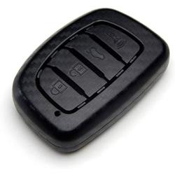 TANGSEN Smart Key Fob Personalized Case Protective Cover for Hyundai Elantra GT Tucson 4 Button Keyless Entry Remote 3D Twill Weave Carbon Fiber ABS Plastic Emboss
