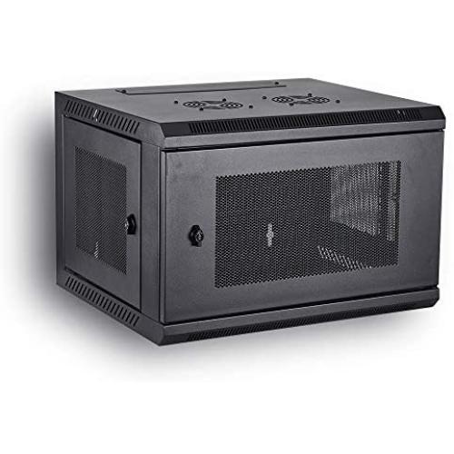 KENUCO Wall Mount Rack Cabinet Enclosure | Fully Assembled | Vented Door | Adjustable mounting Rails | Cold Rolled Steel | RACK-09 | (23.6 x 19.7, 6U)